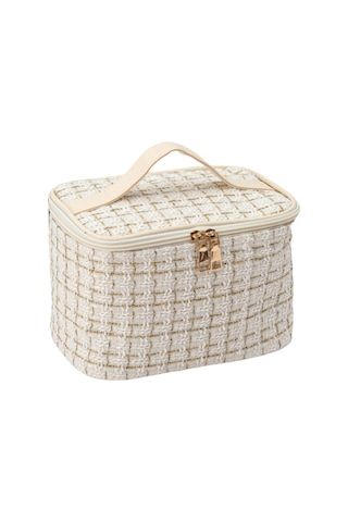 Moveevo Küçük Chanel Tarzı Kozmetik Çantası Taşınabilir Tuvalet Malzemeleri Saklama Çantası