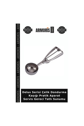 Delux Serisi Çelik Dondurma Kaşığı Pratik Aparat Servis Gereci Tatlı Sunumu Çok Renkli