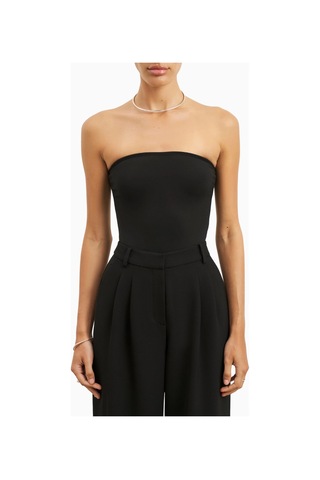 Because Of Alice Strapless Linen A - Line Bodice Kadın Üst Siyah