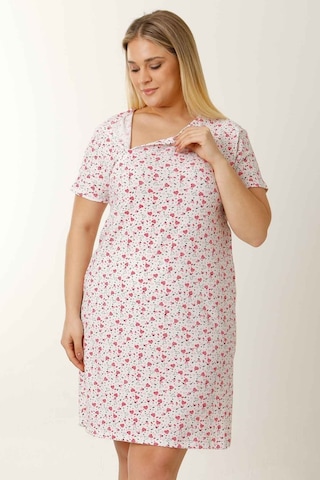 Parlingerie Hamile Emzirme Geceliği Kısa Kollu Kalpli Beyaz