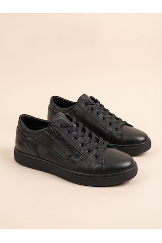 Bafaş 032043ml Siyah Katmanlı Panelli Bağcıklı Sneaker