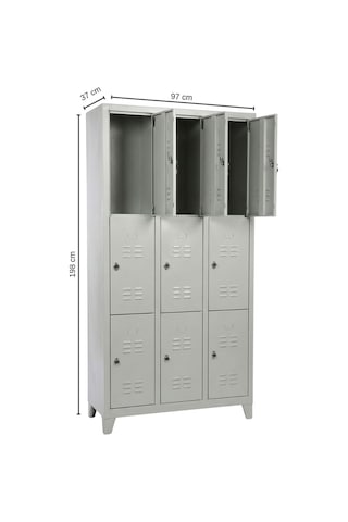 9 Gözlü Ekonomik Soyunma Dolabı-1 97x37x198 Gri