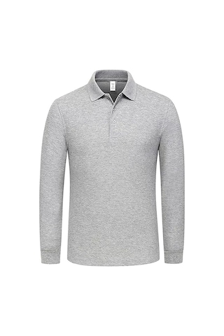 Tezzgelsin Erkek Çocuk Uzun Kol Polo Yaka Okul T-shirt Gri