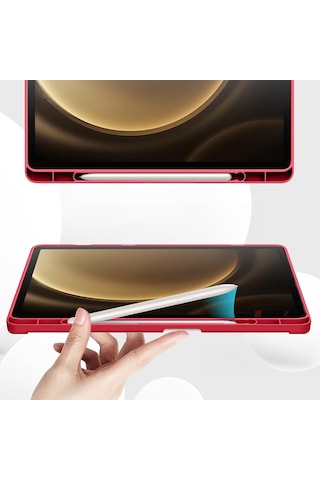Samsung Galaxy Uyumlu Tab S9 Plus X810 12.4 İnç Kılıf Premium Silikon Kalem Bölmeli Smart Case Kapaklı Kılıf