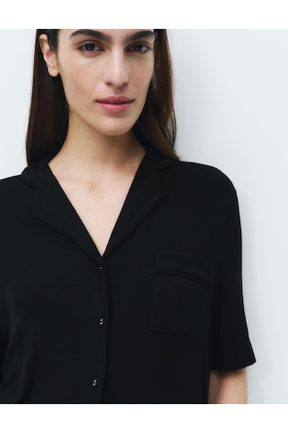 Marks & Spencer Viskon Şortlu Pijama Takımı T37002297J Siyah