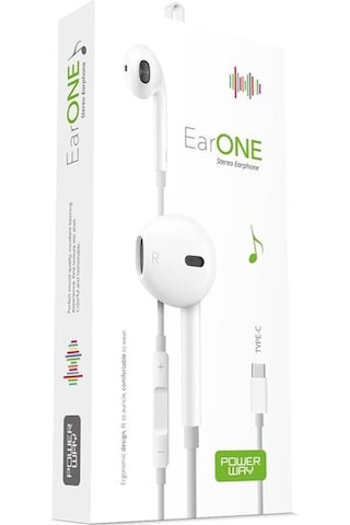 Powerway Earone Mikrofonlu Kablolu Kulaklık Type-c Çıkışlı Tüm Cihazlarla Uyumlu Stereo 2