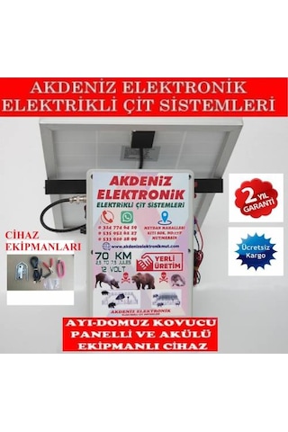 Ayi-Domuz Kovucu Elektrikli Çit Sistemi Panelli ve Akülü