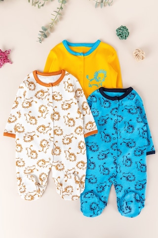 Babymod Aslan Figürlü Uzun Kollu 3'lü Erkek Bebek Tulum Takım 001