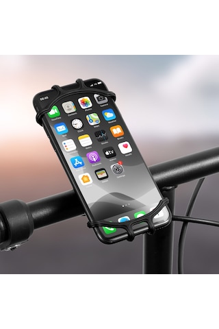 West Biking Silikon Bisiklet Telefon Tutucu Cep Telefonu Standı Siyah