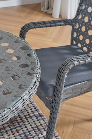 Evdemo Ayaz 2 Kişilik Rattan Bahçe Balkon Mutfak Masa Takımı Gri Gri