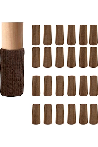 Konesam 6 Adet Kahverengi Mutfak Sandalye Ayak Koruması - Çift Katlı Örgü, Kayma Engeli, Zemin Ve Mobilya Koruması