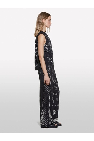Sisley %100 Viskoz Tamamı Baskılı Normal Bel Palazzo Pantolon Kadın Siyah Pantolon - 325p4yqzlf076