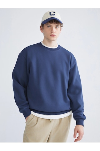 LC Waikiki Xsıde İndigo Bisiklet Yaka Erkek Sweatshirt Indigo
