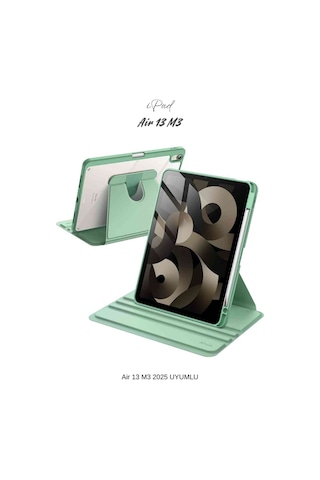 Apple Uyumlu iPad Air 13 2025 M3 Çip 360 Dönebilen Yatay Dikey Standlı Fuchsia Pino Tablet Kılıfı Kılıf