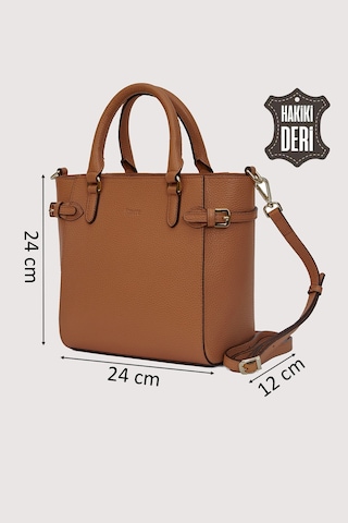Hakiki Deri Kadın El Çantası Taba Smr7922 Taba