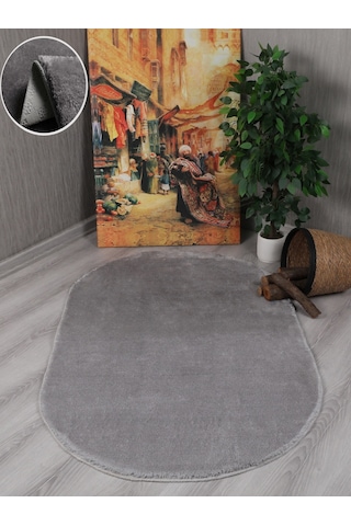 My Evilla Modern Dekoratif Kaymaz Taban Rabbit Oval Halı Yolluk 001