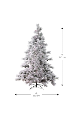 Karaca New Year Yılbaşı Karlı Kozalak ve Çiçekli Çam Ağacı 1030 Dal 210 cm