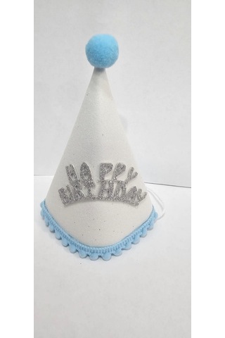 Özel Üretim Happy Birthday Beyaz Gümüş Keçe Bebek Şapkası Sevimli Eğlence Gün Çocuk