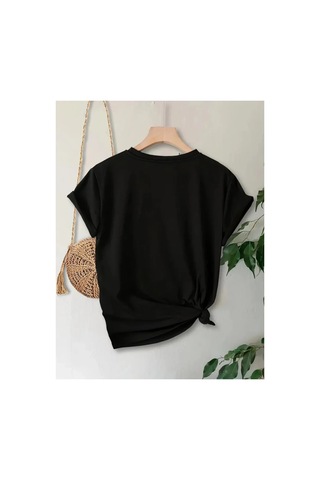 Butik İstanbul Anneler Günü Hediye Anne Temalı Baskılı Oversize Bisiklet Yaka T-shirt - Siyah