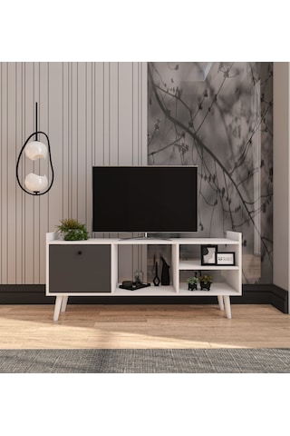 Leo Tv Ünitesi Beyaz-Antrasit Televizyon Konsolu 140 Cm Ekonomik