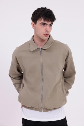 Erkek Gabardin Kumaş Fermuarlı Oversize Beli Lastikli Mevsimlik Ceket-265 Haki