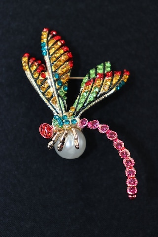 Yusufçuk Broş. Kristal Taşlı İncili Yusufçuk Yaka İğnesi Broş. Kadın Broş. Broş. Erkek Broş. Unisex. Çok Renkli