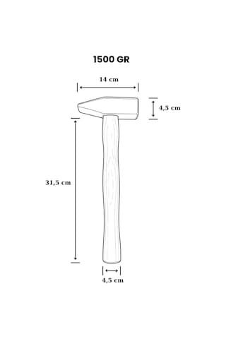 İkon Tools Ağaç Saplı Dövme Çekiç 1500 Gr Dayanıklı Çelik Başlıklı Ahşap Saplı Profesyonel Çekiç