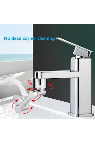 Uzatma Musluğu Su Tasarrufu Musluk 1080 Döner Musluk Başlığı Gümüş