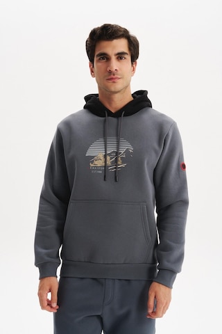 AR-MA Arma Erkek Kapüşonlu Sweatshirt Örme 3 İplik Şardonlu, Yazı Baskılı,cepsiz, Sade Ve Şık, Regular Fit K30254628901 Gri