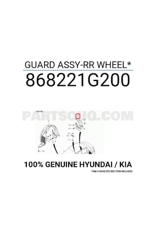 KIA RIO ARKA SAĞ ÇAMURLUK DAVLUMBAZI 2005-2011 868221G200