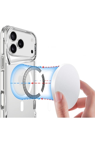 Apple Uyumlu iPhone 17 Pro Kılıf M-safe Şarj Özellikli T-max M-safe Kılıf Şeffaf