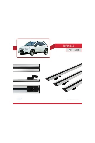 Suzuki Sx4 2006-2013 Arası İle Uyumlu Basic Model Ara Atkı Tavan Barı Gri 3 Adet