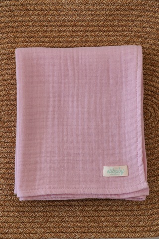 Organik Pamuk Ekstra Yumuşak 4 Katlı Müslin Battaniye Pudra Pembe 85x100 CM Pudra Pembe