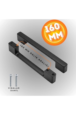 Köprü Kulp Dolap Çekmece Kulbu Metal Kulp 160 Mm Siyah