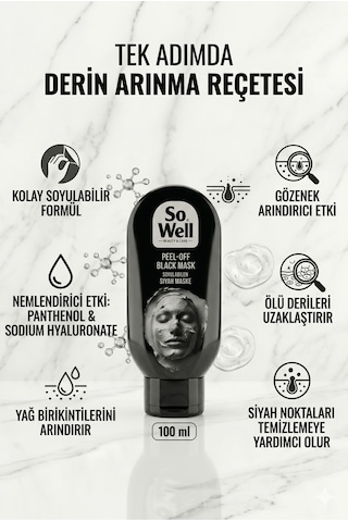 So Well Black Mask Soyulabilen Siyah Maske 100 Ml 2 Adet