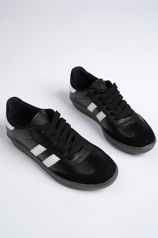 Muggo Gordon Unisex Ortopedik Günlük Bağcıklı Sneaker Spor Ayakkabı - Siyah