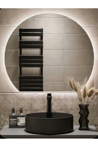 80x101 Cm Modern Yuvarlak Led Banyo Aynası Dokunmatik, Dim Edilebilir, 3000k Günışığı Sarı