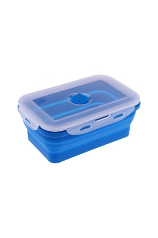 Trendooze Silikon Bento Kase 540ml, Katlanır Mavi Renkli Öğle Yemeği Kutusu Çok Renkli