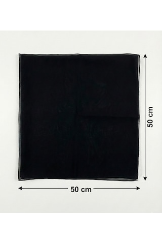 Jz Shop Düz Sade Şifon Kare Fular - Zarif Kadın Boyun Fuları Ve Bandana 50x50cm Siyah