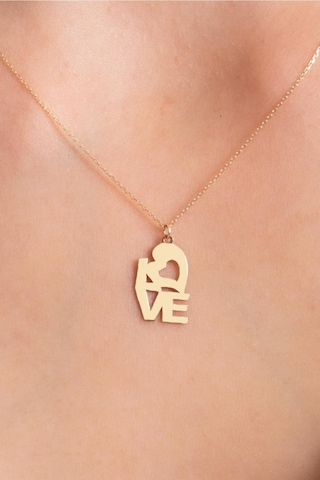 14 Ayar Altın Love Sevgi Kolye Sarı Altın