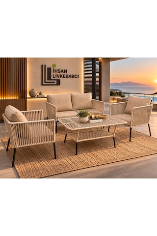 Rattan Bahçe Ve Balkon Takımı İklim Soft Model 2+1+1 Kahverengi