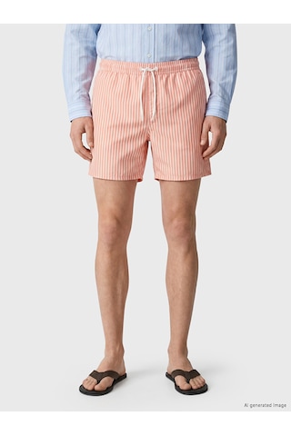 Lcw Swımwear Pembe Kısa Boy Çizgili Erkek Deniz Şortu