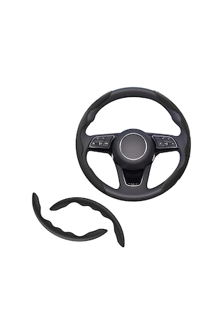 Yaleker Karbons Fiberli Evrensel Direksiyon Koruması - Kayma Engeli Bölümlü Tasarım, 2 Adet Siyah, Araç İç Döşeme Aksesuarı Siyah