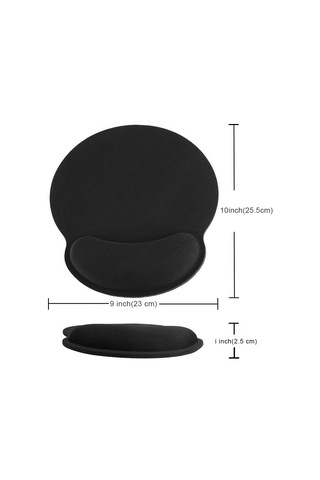 Bilek Desteği Olan Mouse Pad, Ergonomik Hafızalı Köpük Bilek Desteği, Bilgisayar Ve Ofis İçin Kaymaz Kauçuk Taban 25x23 Bilek Siyah1