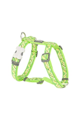Red Dingo Flanno Desenli Lime Köpek Göğüs Tasması 20mm Lime