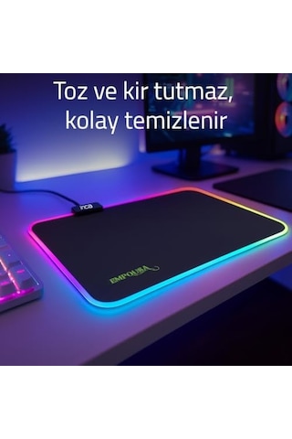 Imp-024t Empousa Rgb 7 Led Medıum Mousepad 320x270x3mm ,12 Farklı Değişebilen Dokunmatik Işık Efekt Diğer
