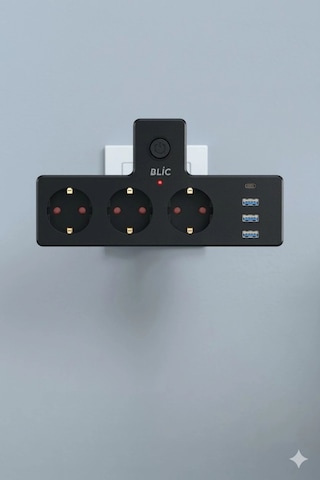 Blic Ftr-12 Termal Akım Korumalı 3'lü Priz - Pd 20w Usb-c + 3 Usb-a Girişli - 2500w 10a