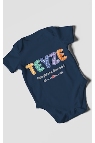 Morivokids Teyze Anne Gibi Ama Daha Cool Kısa Kollu Bebek Body %100 Pamuk Lacivert