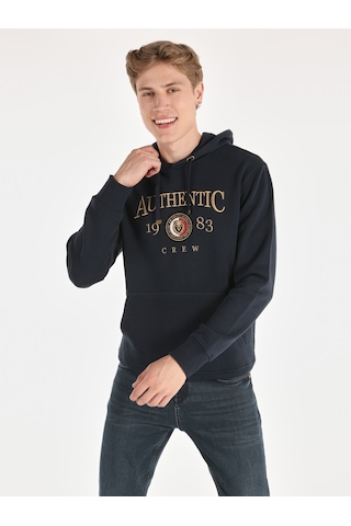 Colin's Colins Regular Fit Baskılı Kapüşonlu Lacivert Erkek Sweatshirt Lacivert