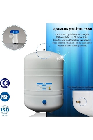Sumarkt Su Arıtma Cihazı Metal Genleşme Su Tankı 20 Lt Nsf Belgeli Su Arıtma Deposu Tank Vanası